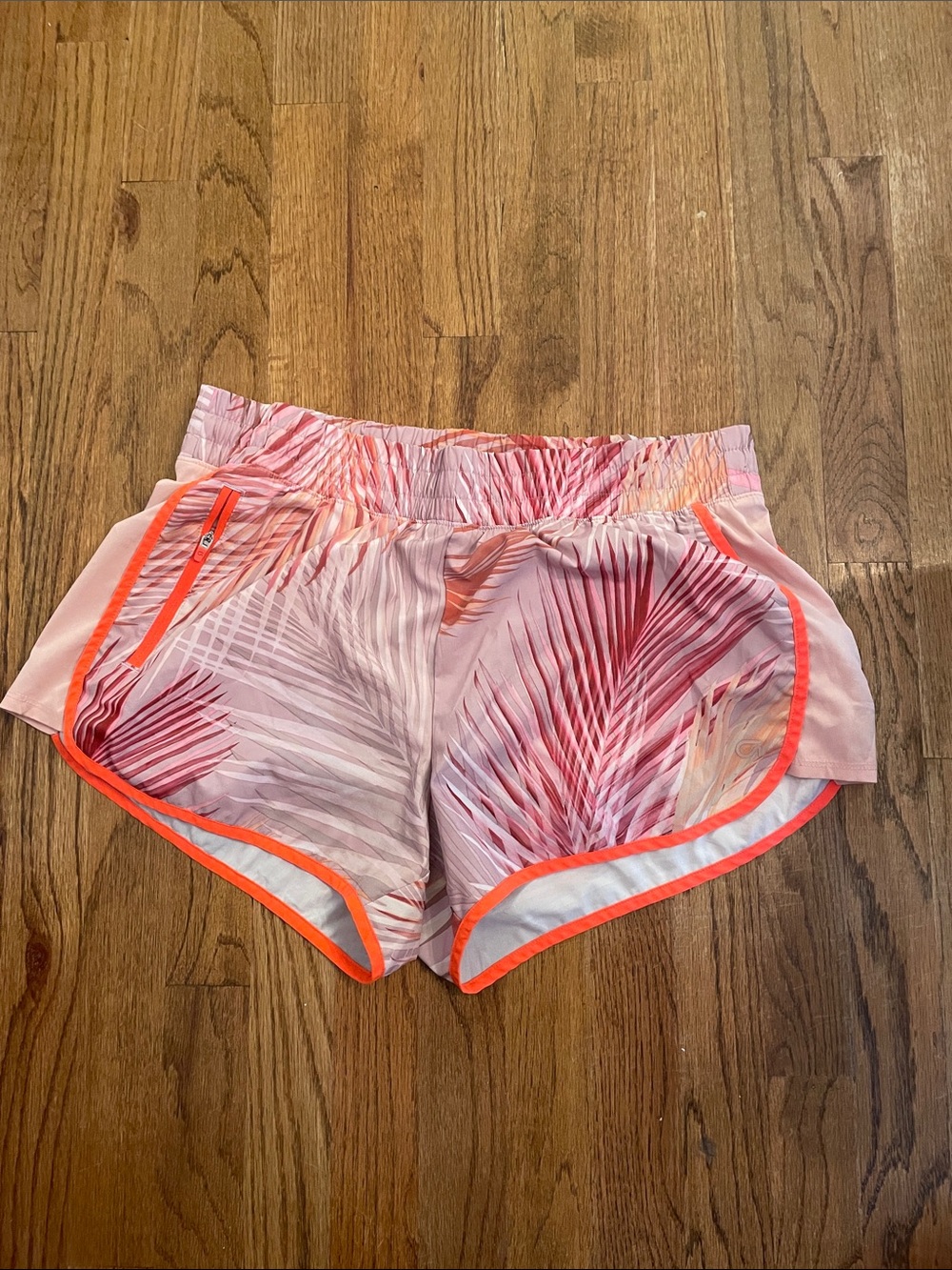 GAP Pink Tropical-Print Athletic Shorts with Coral Trim
